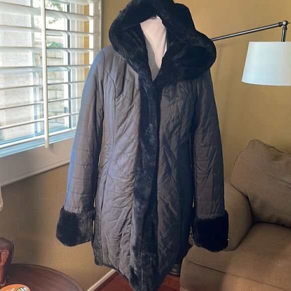 Dennis by Dennis Basso Reversible Faux Fur Coat, SZ XS - Picture 5 of 12